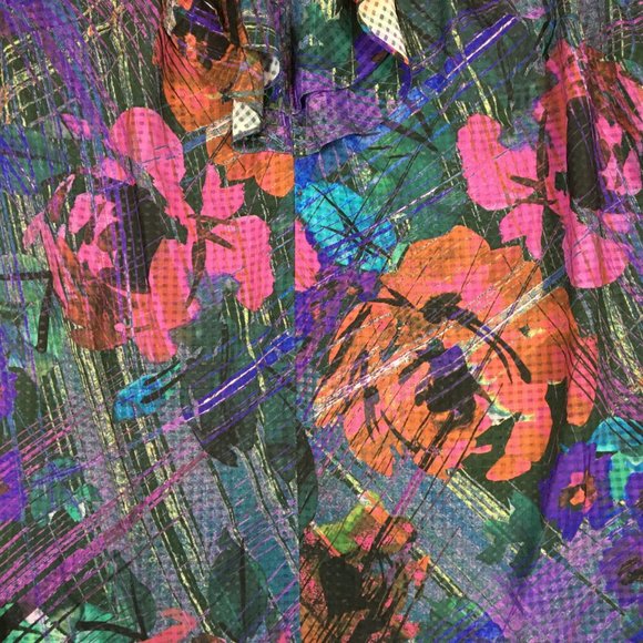 Lane Bryant Top 14 Blouse Floral Ruffle Scoop Neck Sleeveless Tan Career Casual - Picture 2 of 13